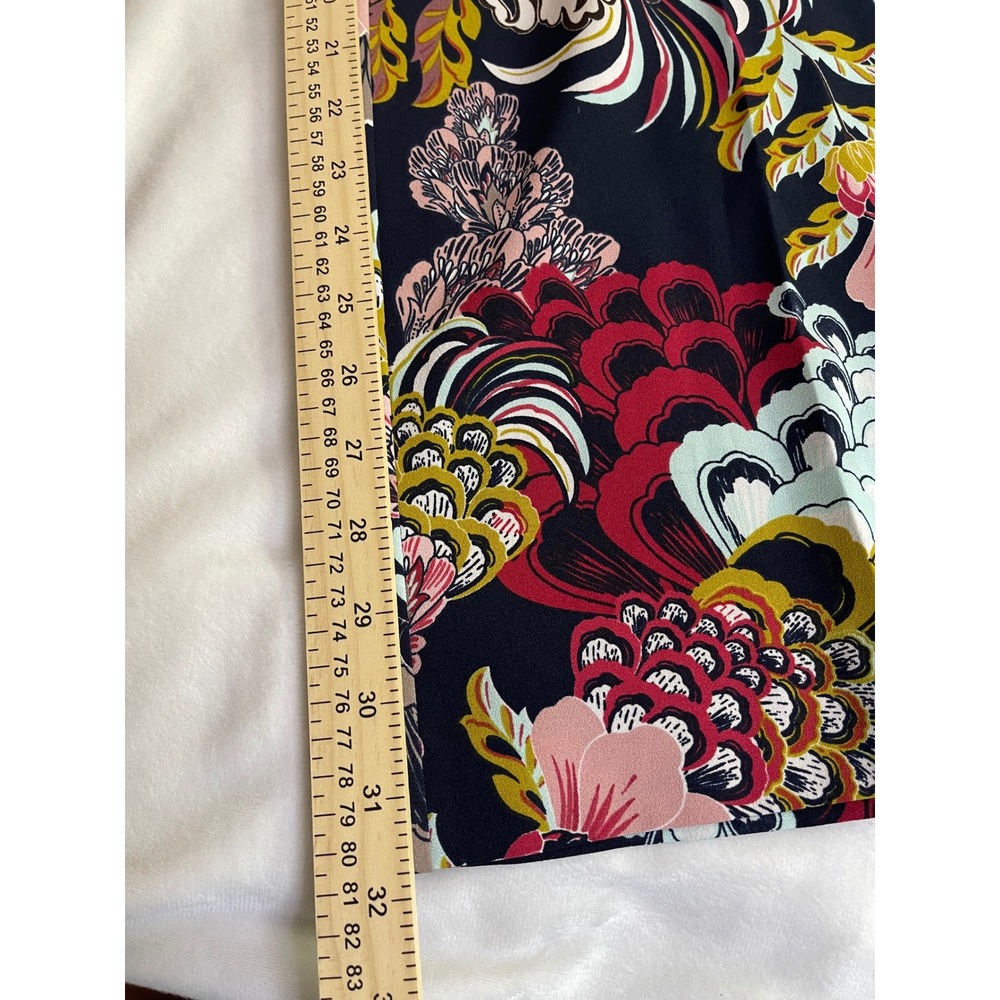 New York & Company 7th Avenue Floral Wide Leg Paperbag Waist Pants Navy Pink M - Picture 6 of 10